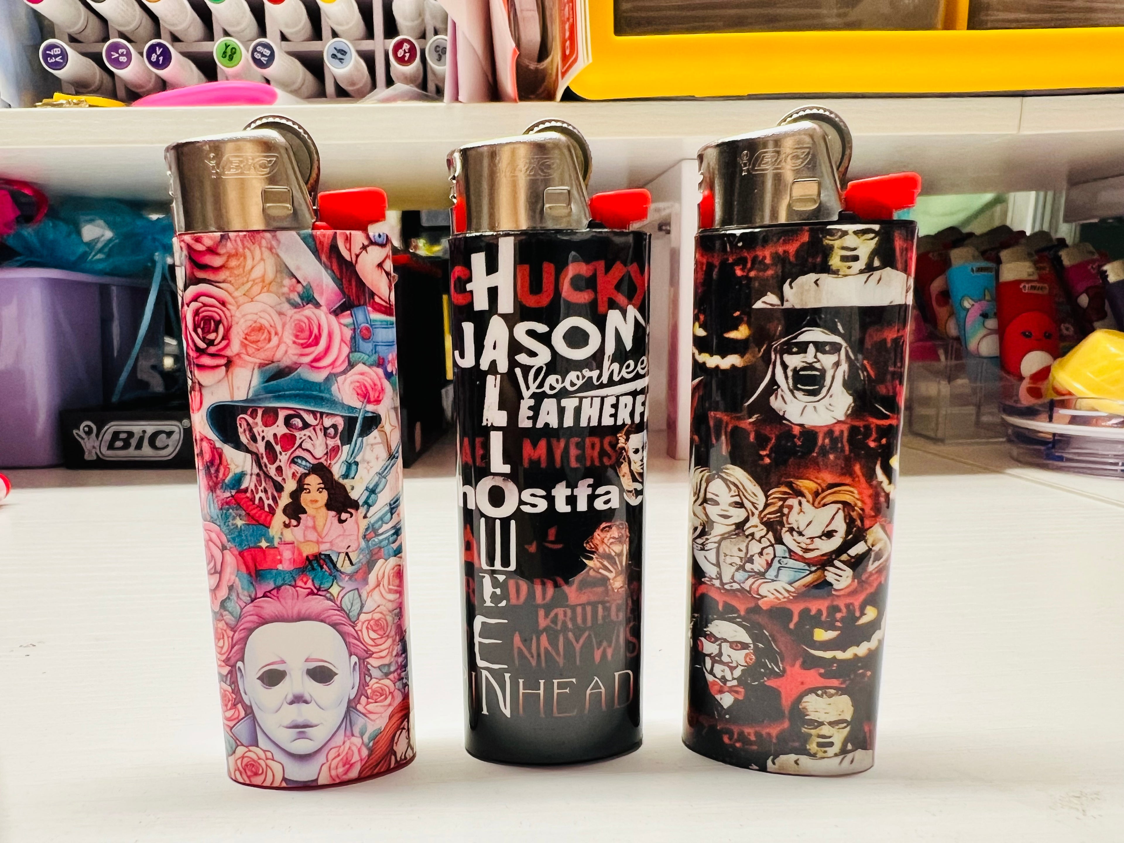 Horror Designed 3 piece Bic Lighters Set!